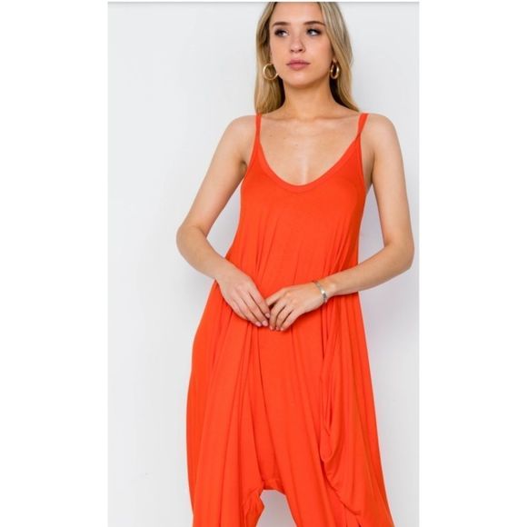 Orange Red Baggy Jumpsuit - Picture 3 of 4